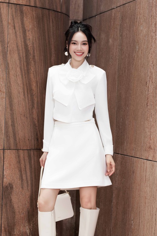 Sixdo White Mini Woven Woven Skirt